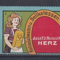 alte Reklamemarke - Kolonialwaren u. Delicatessen - Josef & Heinrich Herz (177)