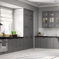 Küche Küchenzeile Landhaus Küchenblock weiß grau individuell stellbar 