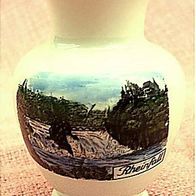 kleine Porzellan-Vase - Motiv Rheinfall - Goldrand - mit kleinem Sprung