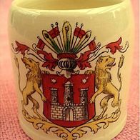 mini Keramik-Krug Henkelbecher - mit Hamburg Stadtwappen