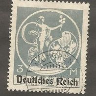 Briefmarke Deutsches Reich 1920 - 3 Mark - Michel Nr. 134 I Bay. + Aufdr. Dt. Reich