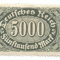 Briefmarke Deutsches Reich 1923 - 5000 Mark - Michel Nr. 256 - ungestempelt