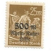 Briefmarke Deutsches Reich 1923 - 25 + 500 Mark - Michel Nr. 259 - ungestempelt