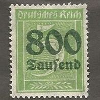 Briefmarke Deutsches Reich 1923 - 800000 Mark - Michel Nr. 301 A - ungestempelt