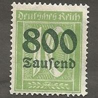 Briefmarke Deutsches Reich 1923 - 800000 Mark - Michel Nr. 302 A - ungestempelt