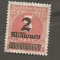 Briefmarke Deutsches Reich 1923 - 2 Milionen Mark - Michel Nr. 312 A ungestempelt