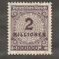 Briefmarke Deutsches Reich 1923 - 2 Millionen Mark - Michel Nr. 315 A - ungestempelt