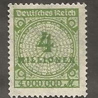Briefmarke Deutsches Reich 1923 - 4 Millionen Mark - Michel Nr. 316 A - ungestempelt