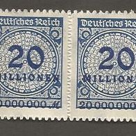 Briefmarke Deutsches Reich 1923 - 20 Millionen Mark - Michel Nr. 319 A - ungest. x 2