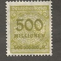 Briefmarke Deutsches Reich 1923 - 500 Millionen Mark - Michel Nr. 324 A ungest.