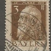 Briefmarke Altdeutschland Bayern 1911 - 3 Pfennig - Michel Nr. 76 I