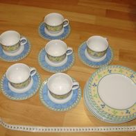 Kaffee Set frisch Blumen 6 Gedecke nagelneu