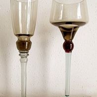 2 dekorative hohe Gläser / Vasen Rauchglas 27,5 cm hoch * Stielglas