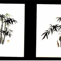 2 x chinesische Deko - Fliesen mit Palmen - ca. 108 mm x 108 mm groß