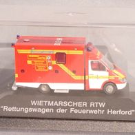 Rietze 61537 MB Sprinter Wietmarscher RTW "Feuerwehr Hansestadt Herford"