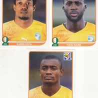 3x Panini Sammelbilder zur Fussball WM 2010 Mannschaft Elfenbeinküste