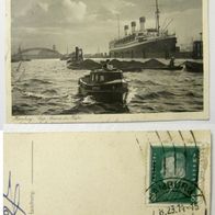 AK PostKarte Ansichtskarte Luxusdampfer Cap Arcona im Hamburger Hafen * gel. 1929