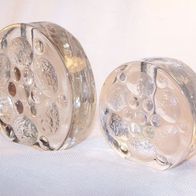 2 Walther Glas Block-Vasen, 70er Jahre