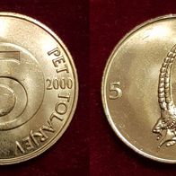 14347(1) 5 Tolarjev (Slowenien / Steinbock) 2000 in UNC ... * * * Berlin-coins * * *