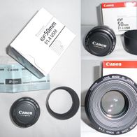 Canon Lens EF 50mm f/1,4 USM Objektiv mit Sonnenblende