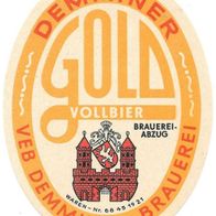 Etikett VEB Demminer Brauerei (1947 bis 1969) Demmin Lkr. Mecklenburgische Seenplatte