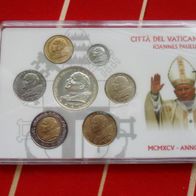 Vatikan 1995 Kursmünzsatz mit 1000 Lire Silber in Kassette