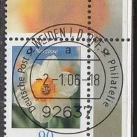 BRD Bund 2506 o Eckrand mit Gummi & Ersttagstempel Bogenmarke #012541