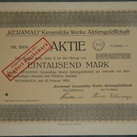 Lot 100 x "KERAMAG" Keramische Werke Aktiengesellschaft 1923 1000 Mark