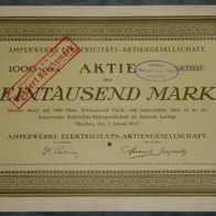 Lot 100 x Amperwerke Elektricitäts-Aktiengesellschaft 1923 1000 Mark