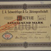 Lot 100 x E. A. Schwerdtfeger & Co. Aktiengesellschaft 1924 1000 Mark