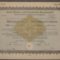 Lot 100 x Otavi Minen- und Eisenbahn-Gesellschaft Serie I 1921 1GBP