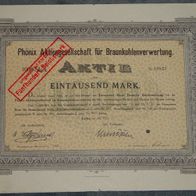 Lot 100 x Phönix Aktiengesellschaft für Braunkohlenverwertung 1921 1000 Mark