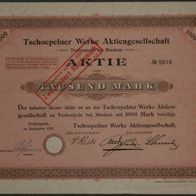Lot 100 x Tschoepelner Werke Aktiengesellschaft 1920 1000 Mark