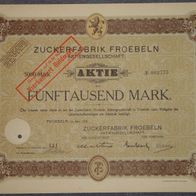 Lot 100 x Zuckerfabrik Froebeln Aktiengesellschaft 1923 5000 Mark