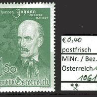 Österreich 1959 100. Todestag von Erzherzog J. von Österreich MiNr. 1061 postfrisch