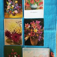 6 Postkarten Ansichtskarten alt Blumen Konvolut Lot 1 x von 1943