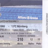 1860 München - 1. FC Nürnberg altes Ticket Saison 2008/2009