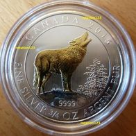 Canada 2 Dollar 2015 "Wildlife-Grey Wolf" Silber GILDED