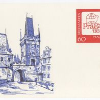 alte DDR Ersttagspostkarte "Briefmarken Weltausstellung Praga `88" / NEU !