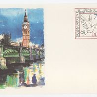 alte DDR Ersttagspostkarte "Briefmarkenweltausstellung Stamp London 1990" / NEU!