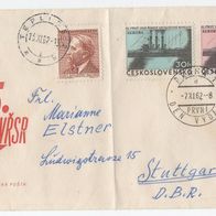 alter Privatbriefumschlag aus der CSSR von 1962/ Brief o. Inhalt/ mit Schiffs-Marke