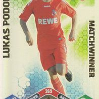 1. FC Köln Topps Match Attax Trading Card 2010 Lukas Podolski Nr.369 Matchwinner