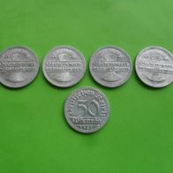 Deutschland 1921 50 Pfennig A-D-F-G