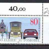 Bund BRD 1986, Mi. Nr. 1268, 100 Jahre Automobile, postfrisch Ecke #17309