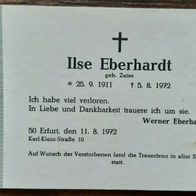 alte Sterbekarte aus Erfurt / Dokument von 1972 ! TOP ! (nur kleiner Fleck !)