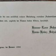 uralte Verlobungskarte Syrau / Plauen (Vogtland) / Dokument von 1956 ! TOP !