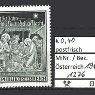 Österreich 1968 150 Jahre Weihnachtslied Stille Nacht, heilige Nacht MiNr. 1276 postf