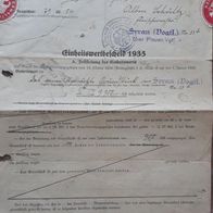uralter Einheitswertbescheid / Dokument aus Plauen/ Syrau im Vogtland aus 1935 !
