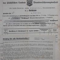 uralter Gebäude-Versicherungsschein Brandversicherung / Sachsen aus 1932 ! TOP
