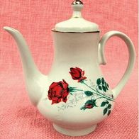 kleine Tee-Kanne aus Porzellan - Mit Rosen-Motiv - ca. 0,35 Liter Volumen